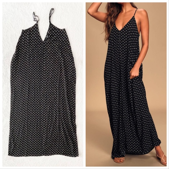 NWOT Lulus Yours Tule Black Floral Print Maxi Dress Small Medium - Picture 1 of 5